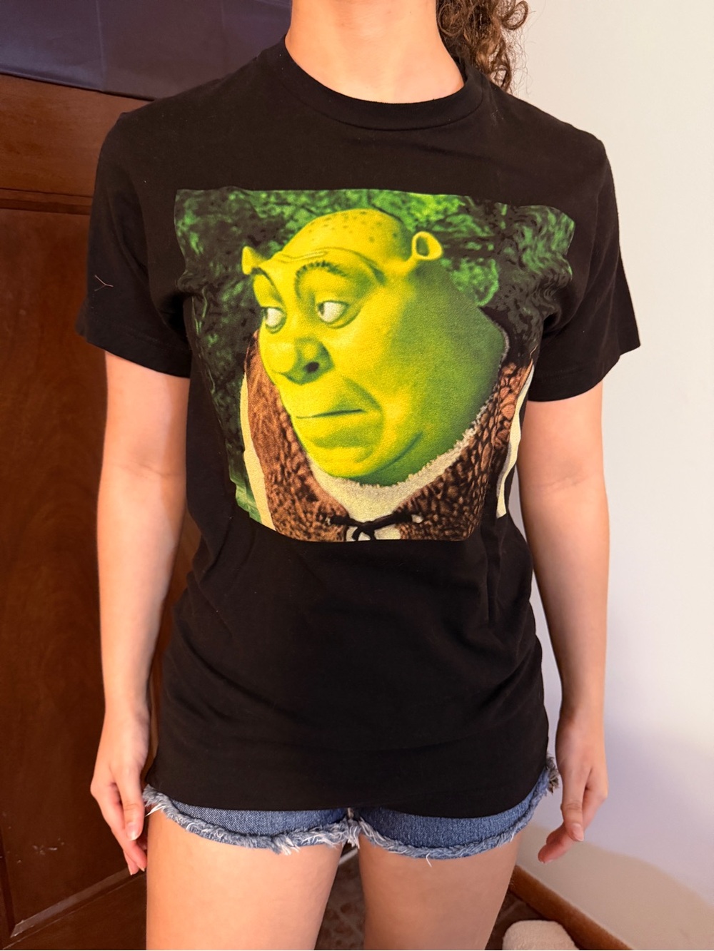 Black Shrek Graphic Tee - Green Character Print